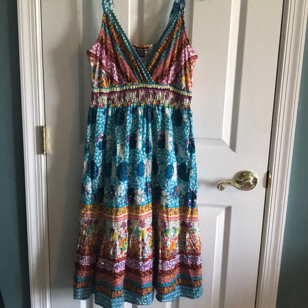 Multi colored, blue, dress